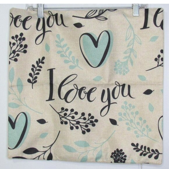 17x17 Throw Pillow Covers Love You Kiss You Set 2 - Picture 2 of 9